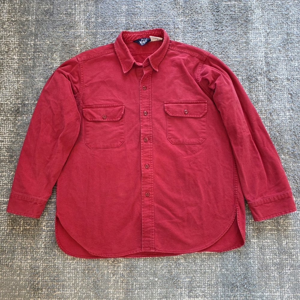 Vintage 90s Woolrich Made USA Red Work Shirt Mens XL Heavy Cotton Western